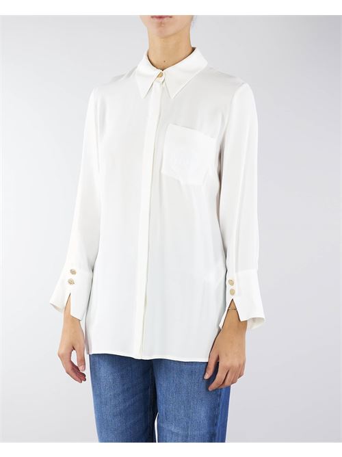 Georgette shirt with logo patch Elisabetta Franchi ELISABETTA FRANCHI | Shirt | CA09146E2360